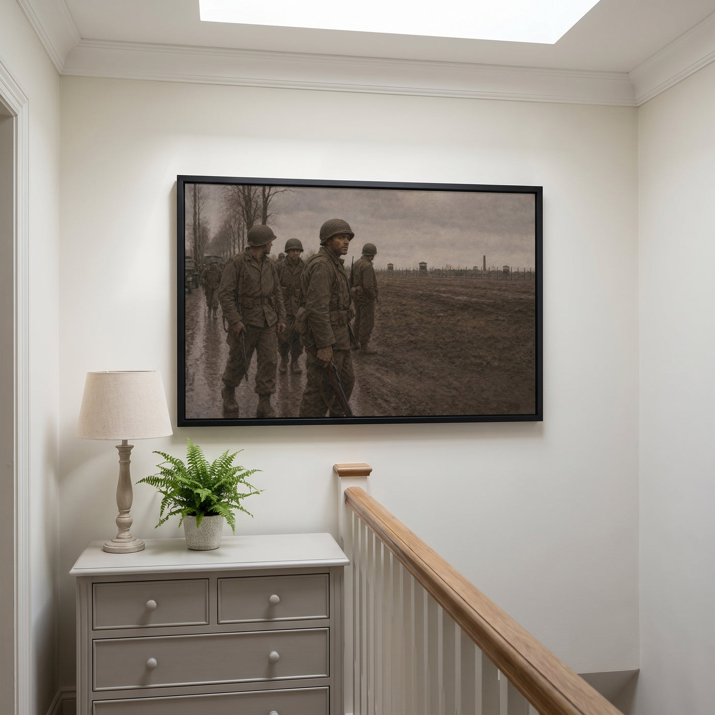 The Road to Dachau framed print hanging in a home interior