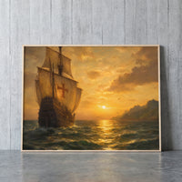 The Santa María framed print leaning against a wall