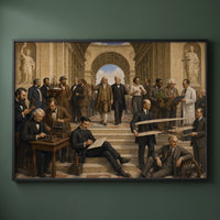 The School of Invention framed print on a plain wall