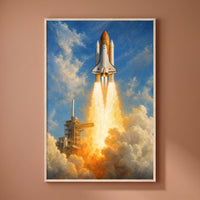 The Space Shuttle Launch framed print on a plain wall