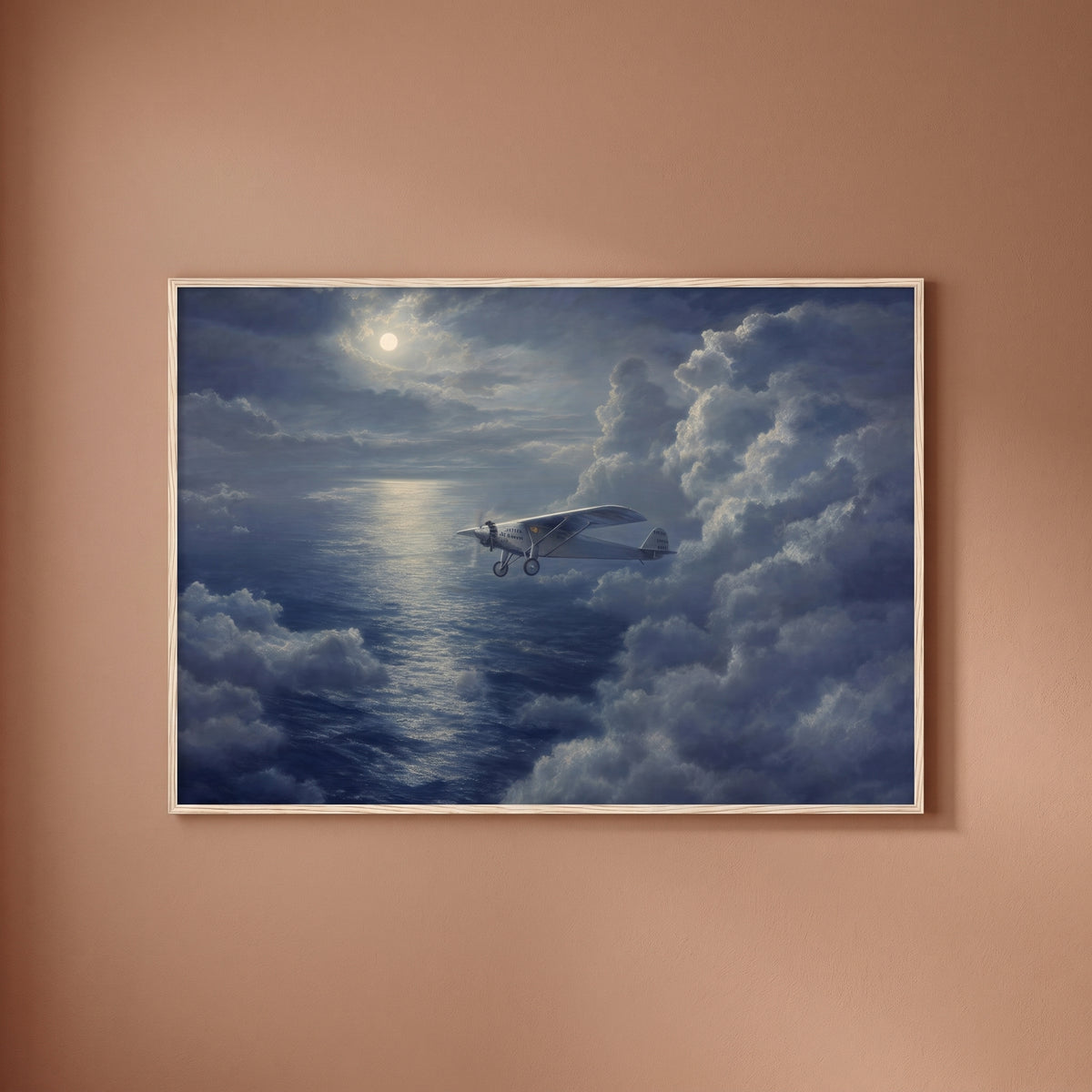 The Spirit of St. Louis framed print on a plain wall