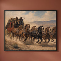 The Stagecoach framed print on a plain wall