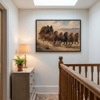 The Stagecoach framed print hanging in a home interior