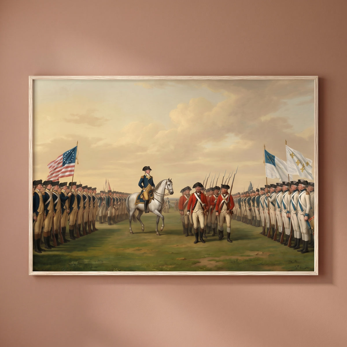 The Surrender of Cornwallis framed print on a plain wall