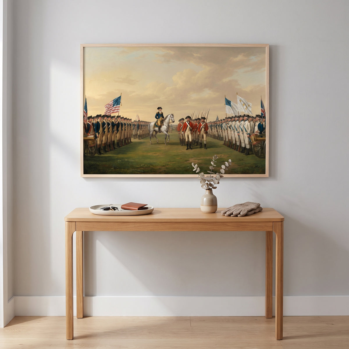 The Surrender of Cornwallis framed print hanging in a home interior