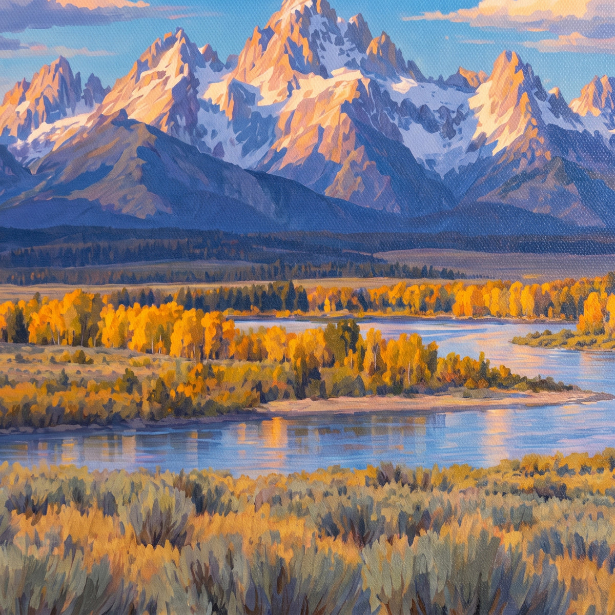 The Teton Range — close-up of the canvas weave and print detail