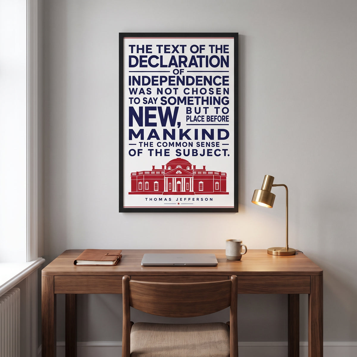The Text of the Declaration framed print hanging in a home interior