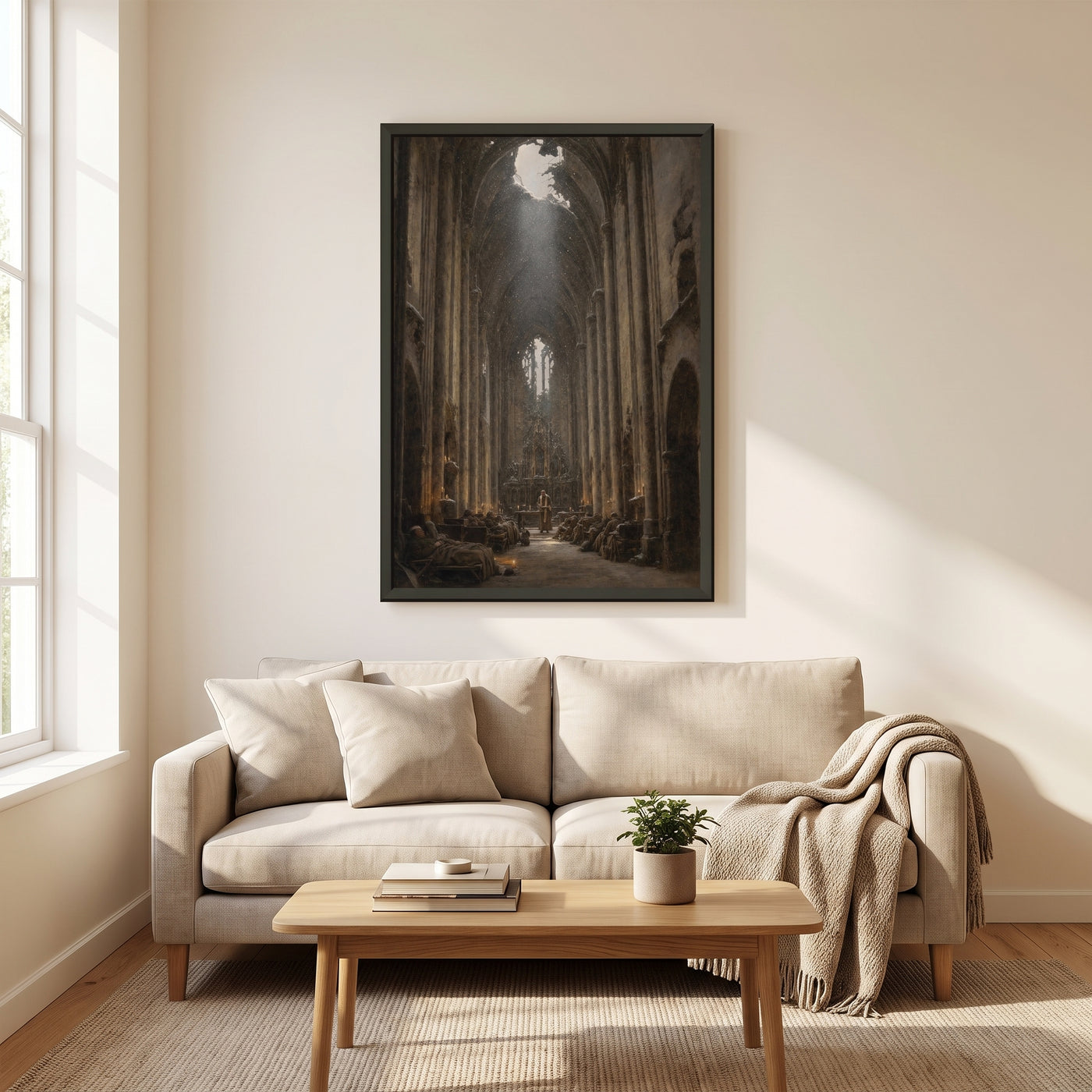 The Vault at Christmas framed print hanging in a home interior
