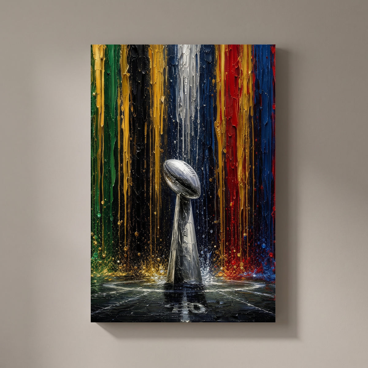 The Weight of Glory canvas print on a warm greige wall