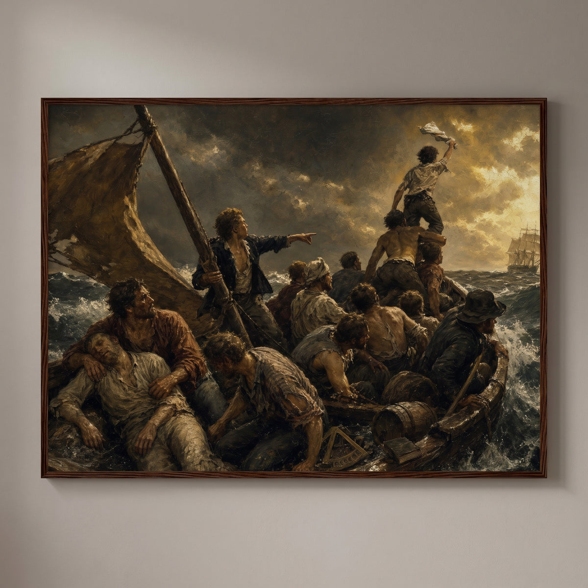 The Wreck of the Essex framed print on a plain wall