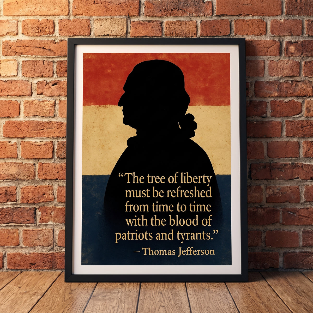 Thomas Jefferson - Blood of Patriots framed print leaning against a wall