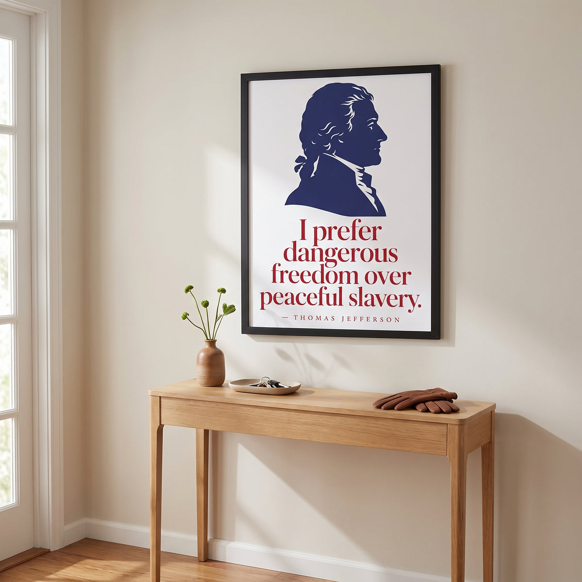Thomas Jefferson — Dangerous Freedom framed print hanging in a home interior