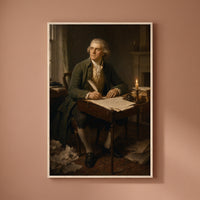 Thomas Jefferson framed print on a plain wall