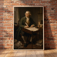 Thomas Jefferson framed print leaning against a wall