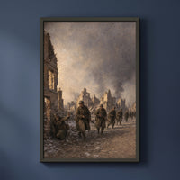 Through the Ruined Town framed print on a plain wall