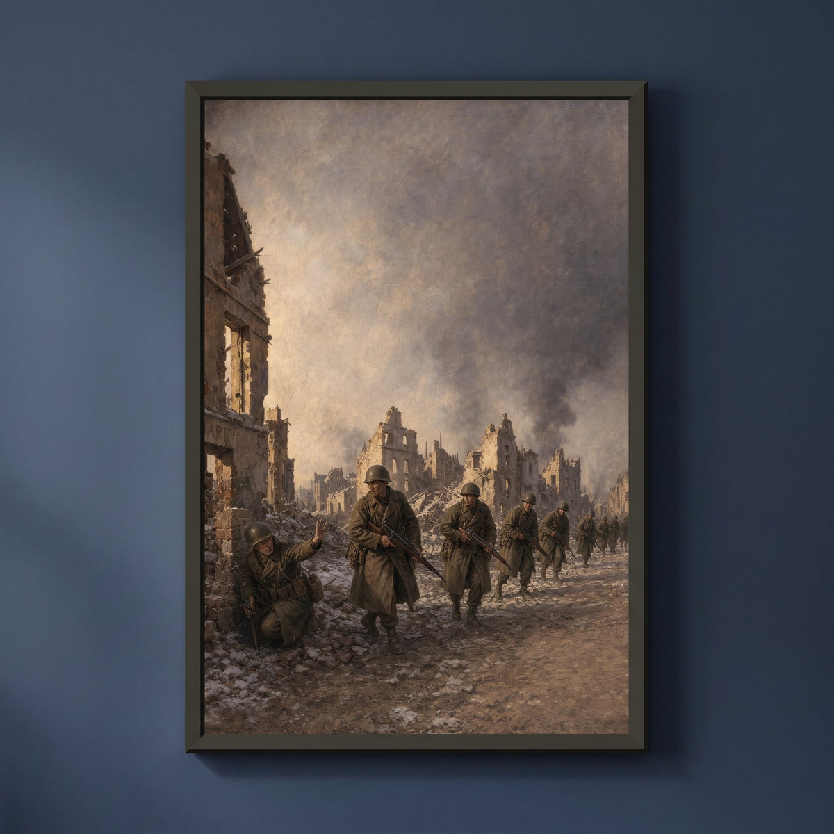 Through the Ruined Town shown on its own — second framed print in the From Toccoa to Tokyo Bay set