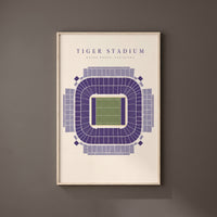 Tiger Stadium framed print on a plain wall