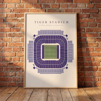Tiger Stadium framed print leaning against a wall