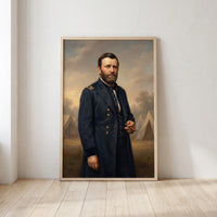 Ulysses S. Grant framed print leaning against a wall