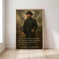 Ulysses S. Grant - In Every Battle framed print leaning against a wall