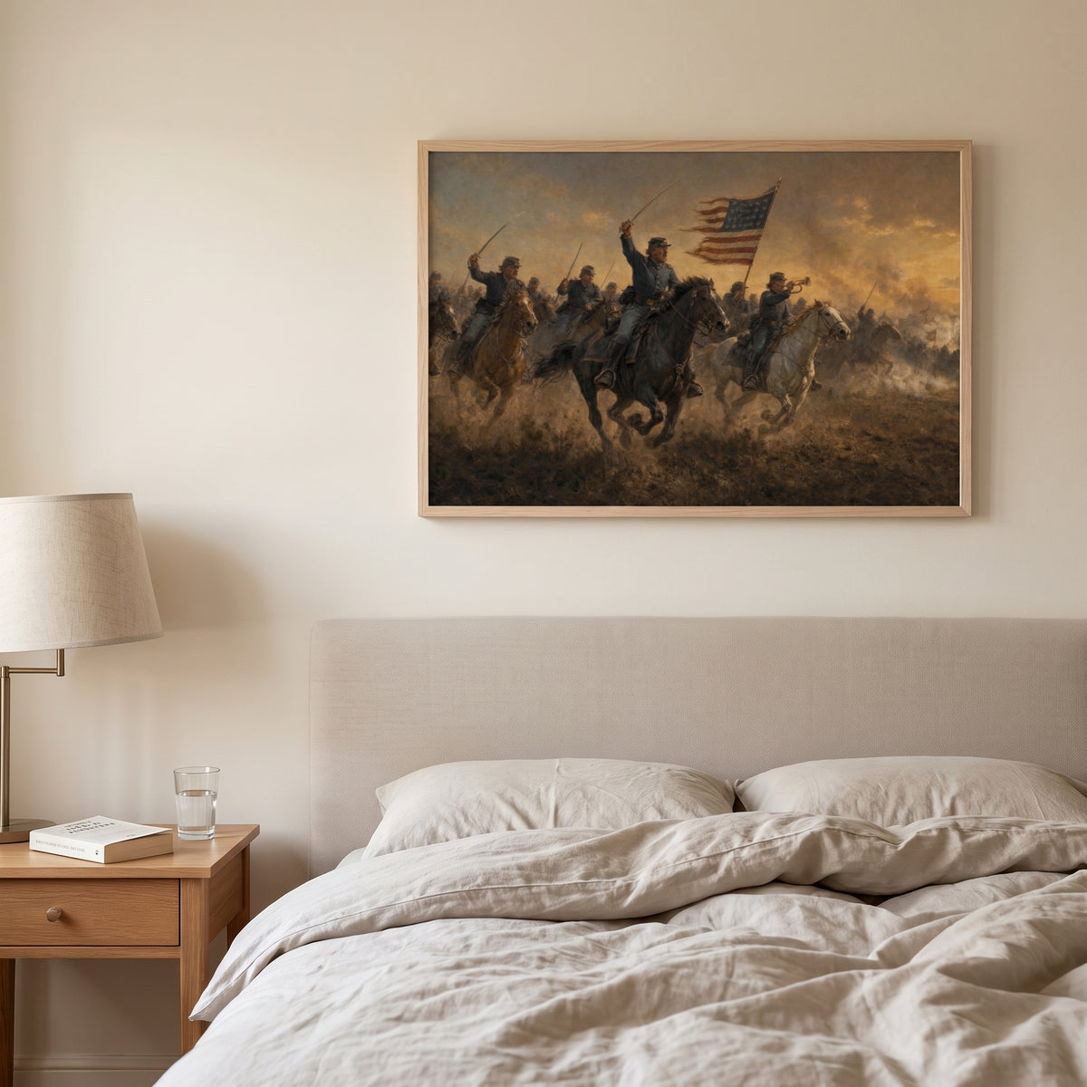 Union Cavalry Charge framed print hanging in a home interior