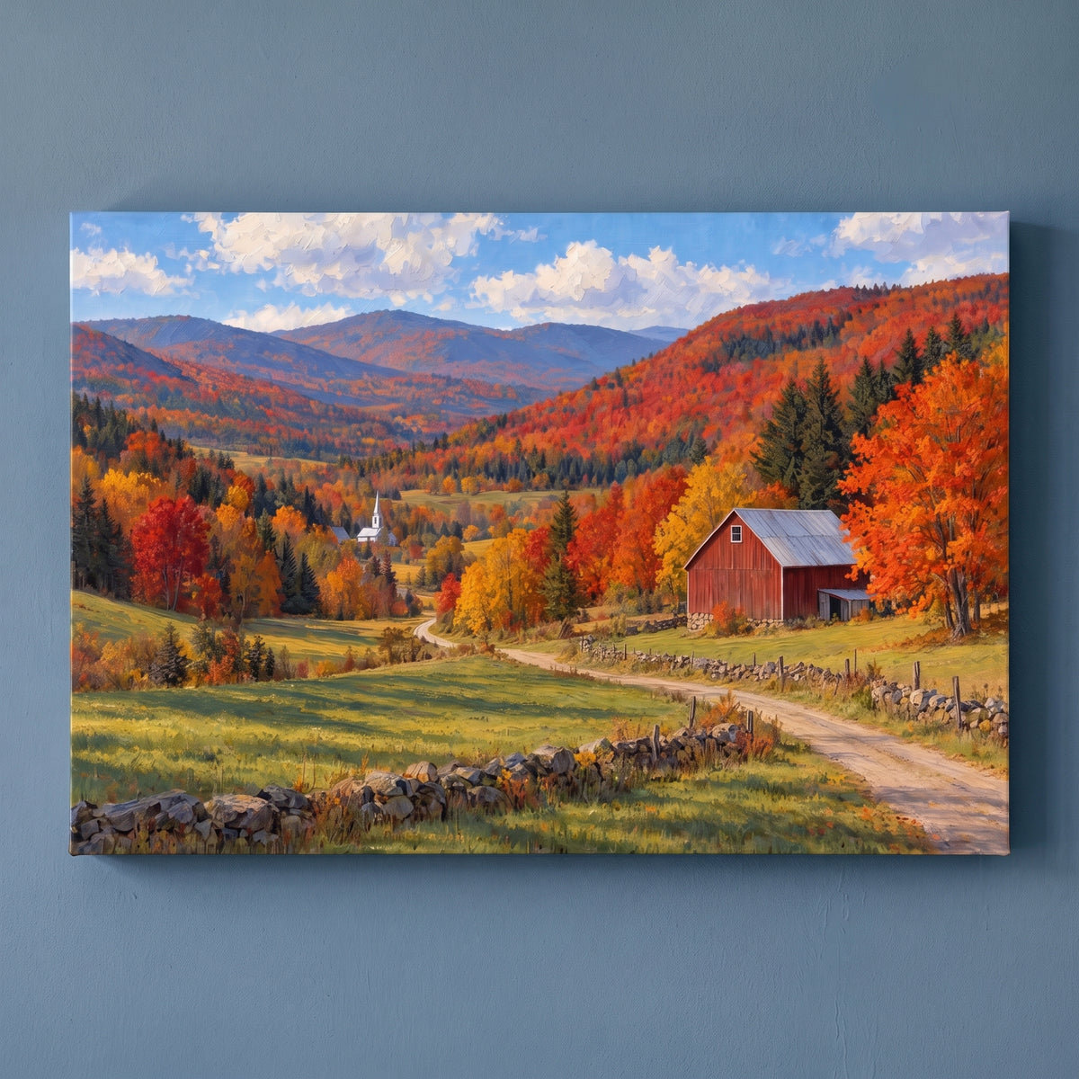 Vermont in October gallery-wrapped canvas print on a plain wall