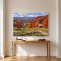 Vermont in October canvas print hanging in a home interior