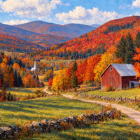 Vermont in October — close-up of the canvas weave and print detail