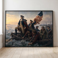 Washington Crossing the Delaware framed print leaning against a wall