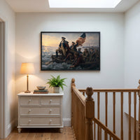 Washington Crossing the Delaware framed print hanging in a home interior