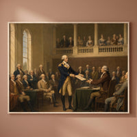 Washington Resigns His Commission framed print on a plain wall
