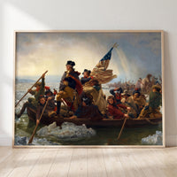 Washington's Crossing framed print leaning against a wall