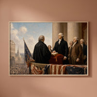 Washington's First Inauguration framed print on a plain wall