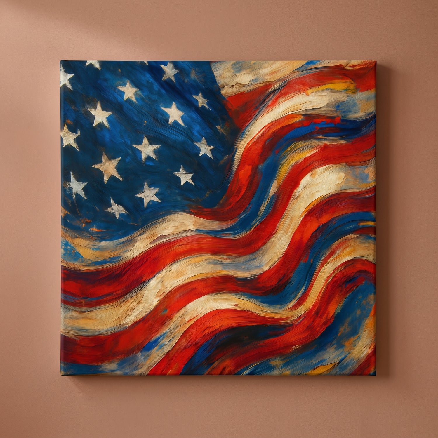 Waving Banner gallery-wrapped canvas print on a plain wall