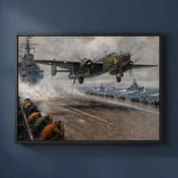 Wheels Up from the Hornet framed print on a plain wall