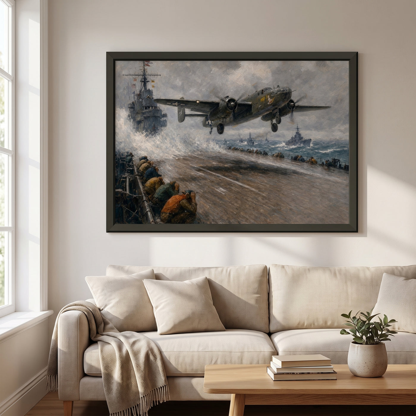 Wheels Up from the Hornet framed print hanging in a home interior
