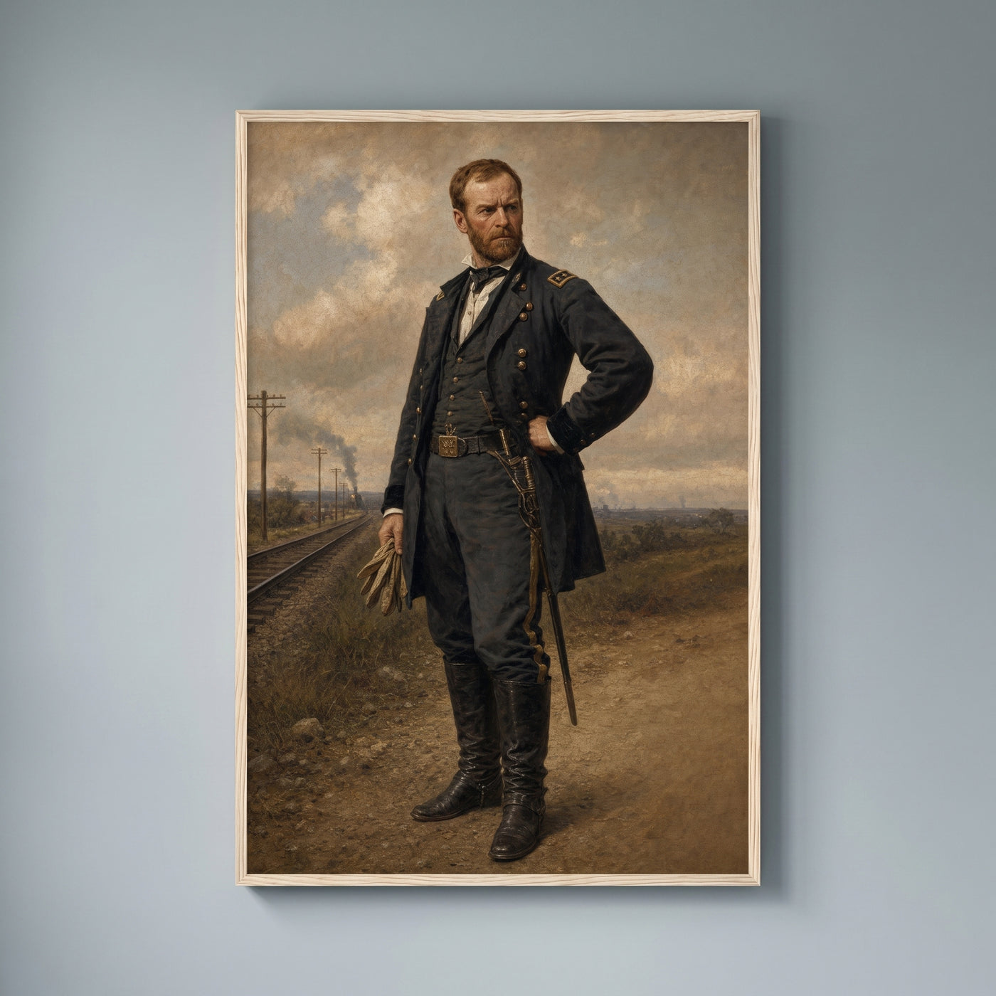 William Tecumseh Sherman framed print on a plain wall