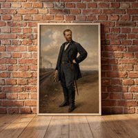 William Tecumseh Sherman framed print leaning against a wall