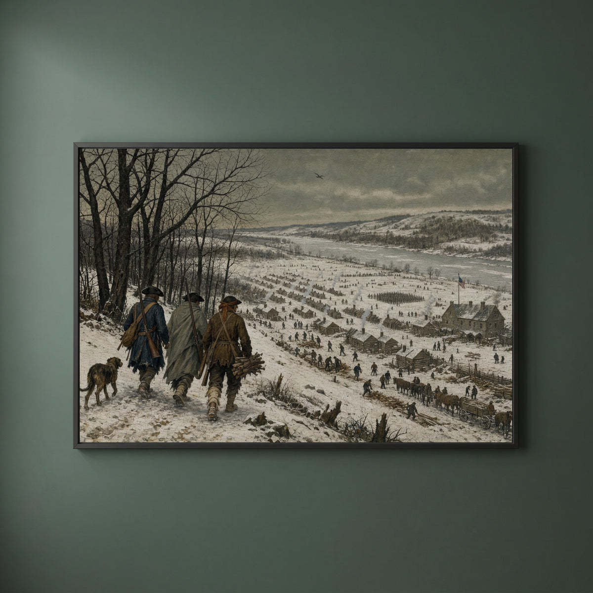 Winter at Valley Forge framed print on a plain wall