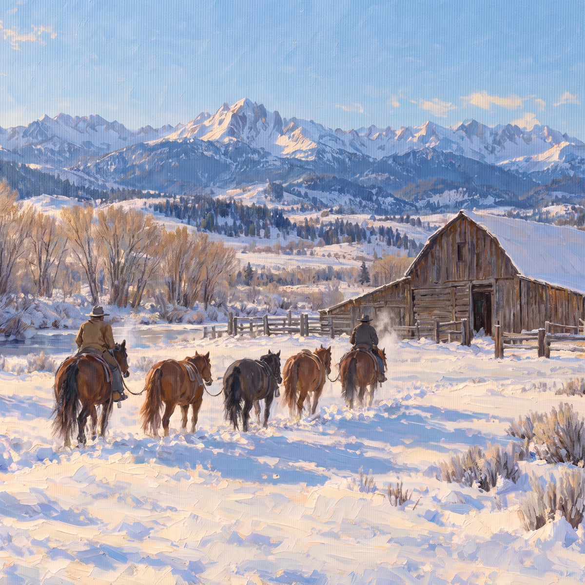 Winter Range, Colorado — close-up of the canvas weave and print detail