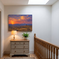 Wyoming Rider at Dusk canvas print hanging in a home interior