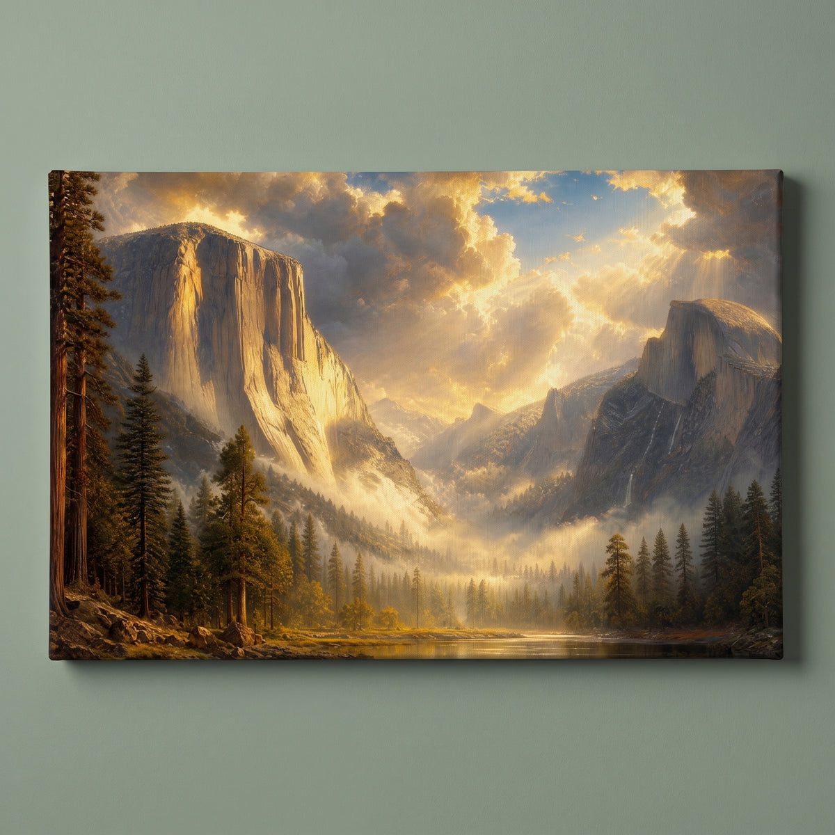 Yosemite Dawn gallery-wrapped canvas print on a plain wall