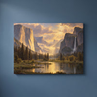 Yosemite Valley in Golden Light gallery-wrapped canvas print on a plain wall