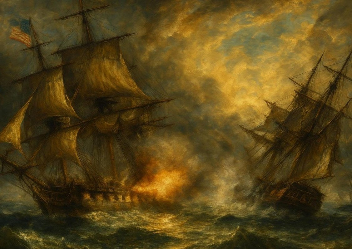 1812 Battle at Sea — detail of the artwork
