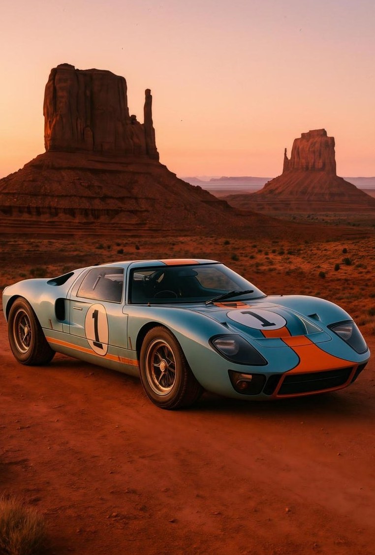 1965 GT40 in Monument Valley — detail of the artwork