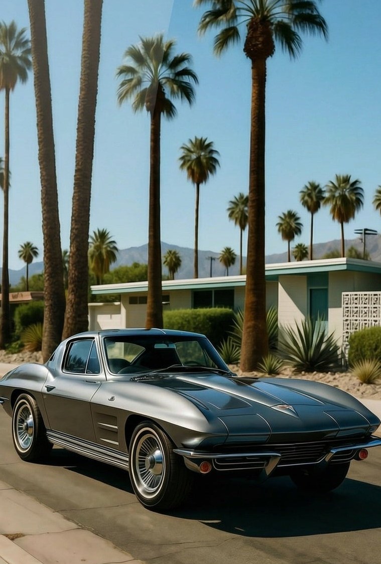 Corvette Sting Ray in Palm Springs — detail of the artwork