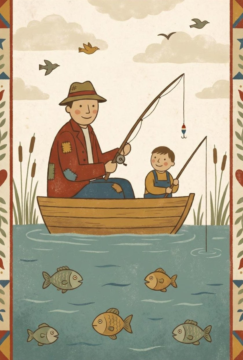 Fishing with Dad — detail of the artwork