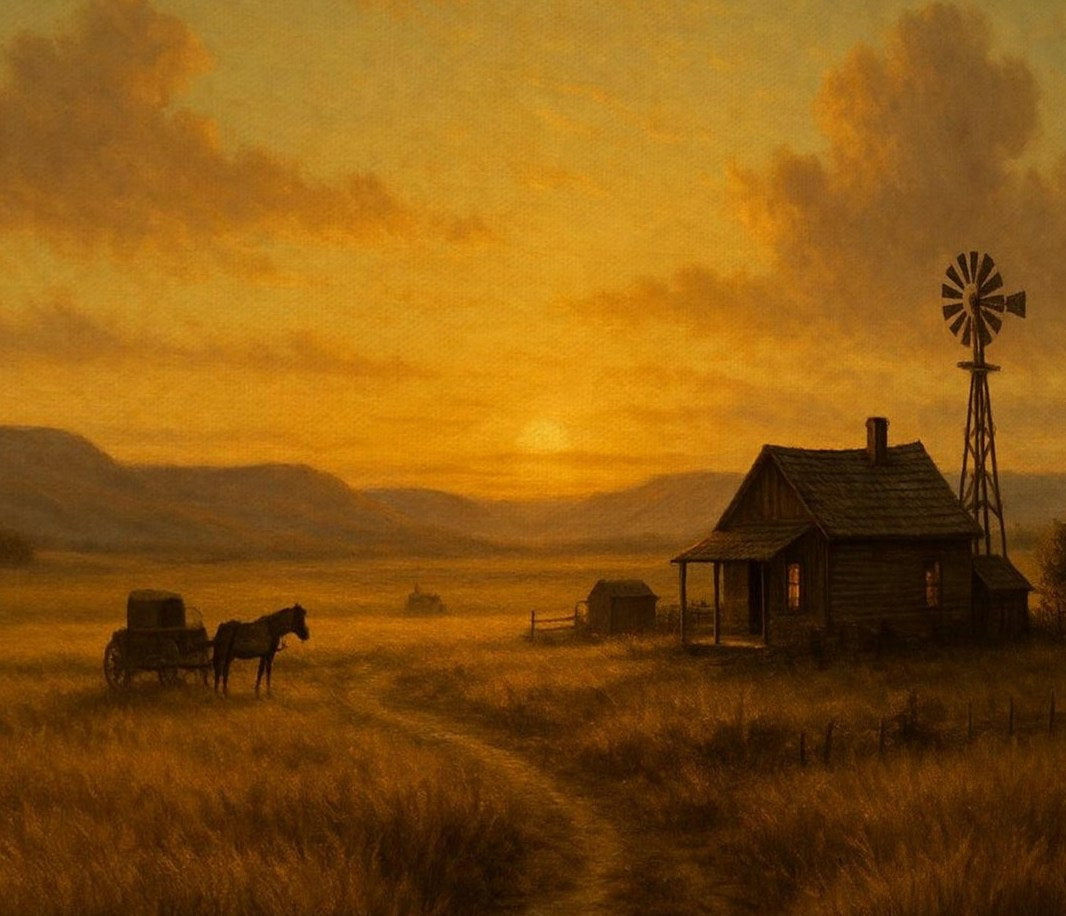 Homestead on the Prairie — detail of the artwork