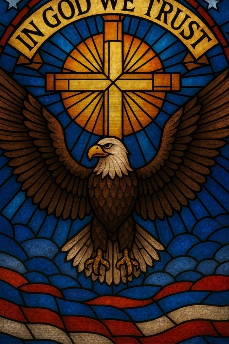 In God We Trust — Stained Glass — detail of the artwork