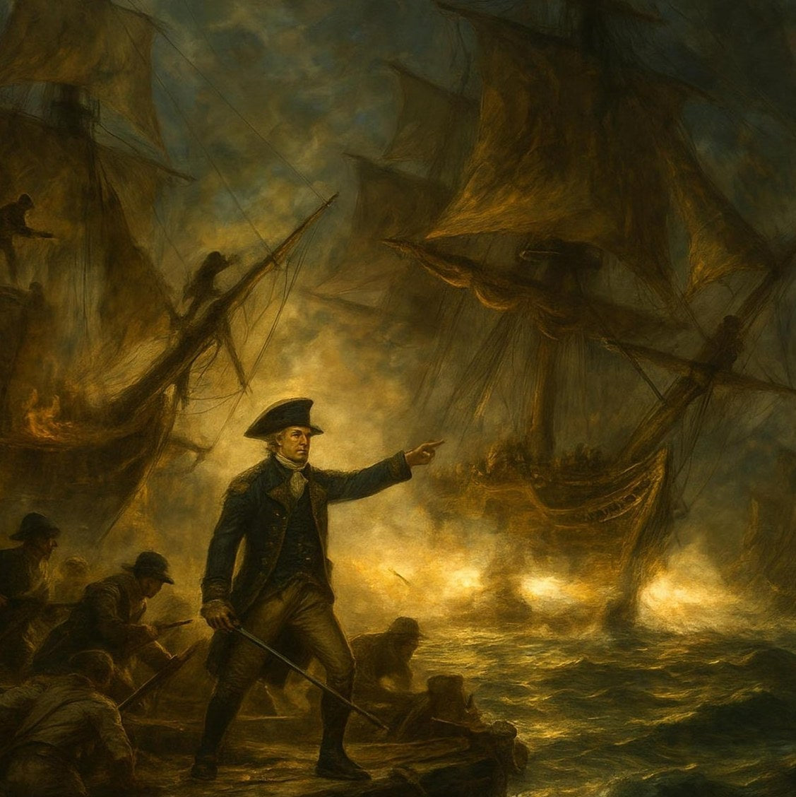 Naval Battle of Bonhomme Richard — detail of the artwork